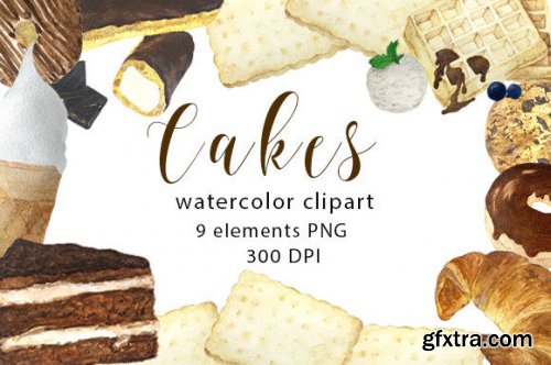 Watercolor Cakes Clipart