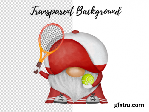 Tennis Gnomes Watercolor Clipart