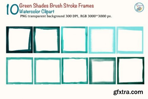 Watercolor Elements|Square Green Brush