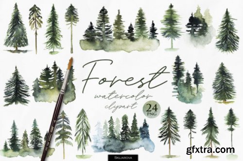 Watercolor Forest Clipart