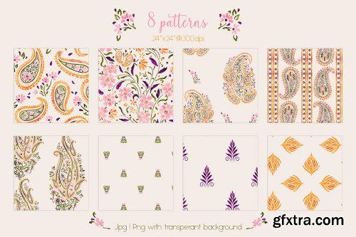 CreativeMarket - Floral paisley collection 6828392