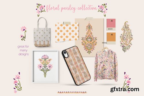 CreativeMarket - Floral paisley collection 6828392