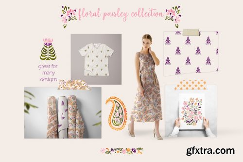 CreativeMarket - Floral paisley collection 6828392