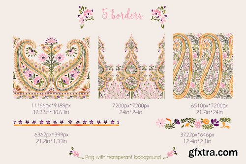 CreativeMarket - Floral paisley collection 6828392