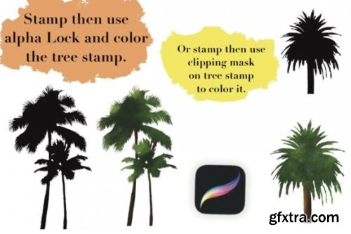 Procreate Trees &Landscape Stamp Brushes