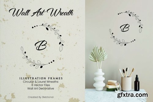 CreativeMarket - Leaf Wreath Monogram SVG Flora Frame 6848809