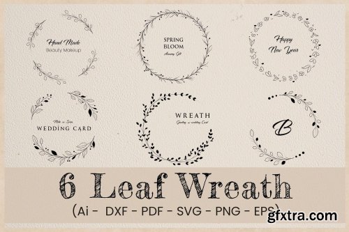 CreativeMarket - Leaf Wreath Monogram SVG Flora Frame 6848809