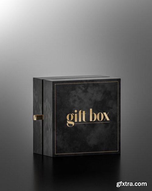 Black luxury gift jewelry box mockup on black background