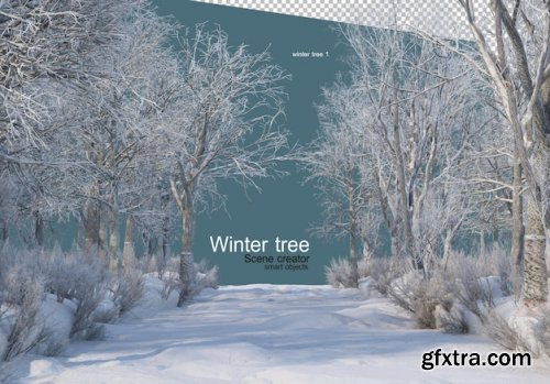 Various winter trees design isolated 