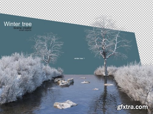 Various winter trees design isolated 