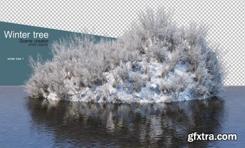 Various winter trees design isolated 