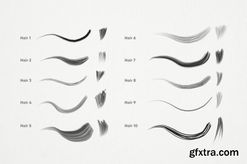 10 Hair Brushes Procreate