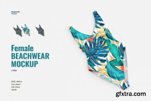 CreativeMarket - Top View Female Beachwear Mockup 7164589