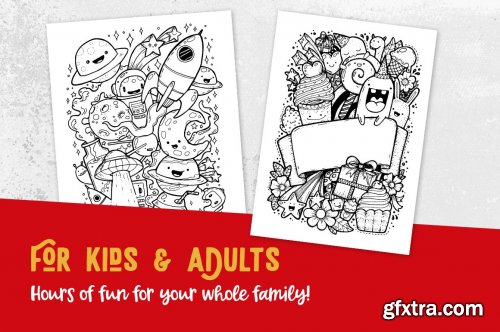 CreativeMarket - The Happy Doodle Coloring Pages 4981260