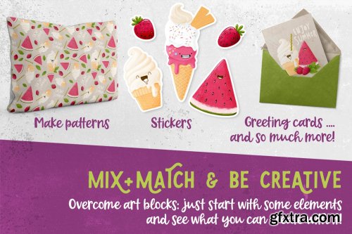 CreativeMarket - Procreate Icecream & Fruits Stamps 5141932