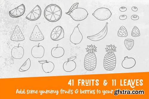 CreativeMarket - Procreate Icecream & Fruits Stamps 5141932