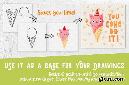 CreativeMarket - Procreate Icecream & Fruits Stamps 5141932