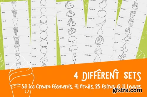 CreativeMarket - Procreate Icecream & Fruits Stamps 5141932