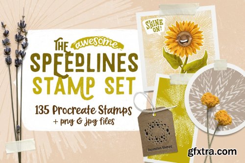 CreativeMarket - Speedlines Stamp Set for Procreate 6572178