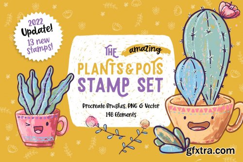 CreativeMarket - Procreate Plants & Pots Stamp Set 4967504