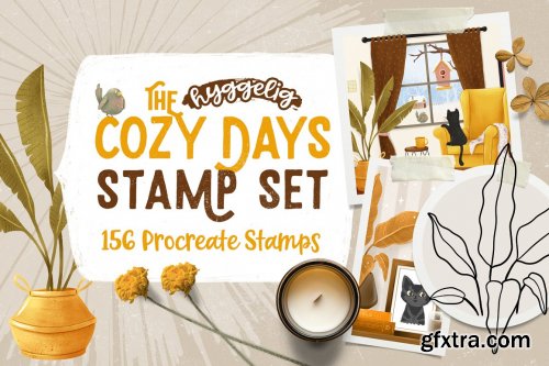 CreativeMarket - Cozy Days Stamp Set for Procreate 6873745