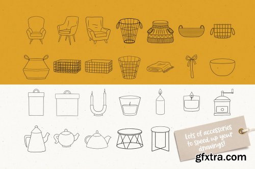 CreativeMarket - Cozy Days Stamp Set for Procreate 6873745