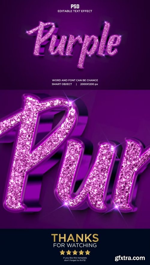 GraphicRiver - Purple 3d Editable Text Effect Style 37411845