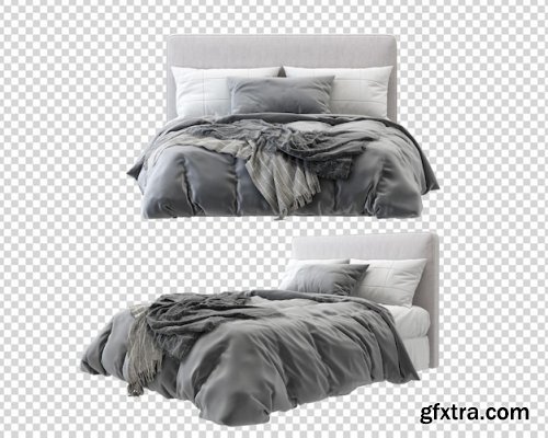 Beauty modern bed in 3d rendering isolated