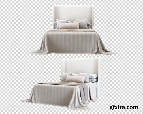 Beauty modern bed in 3d rendering isolated 