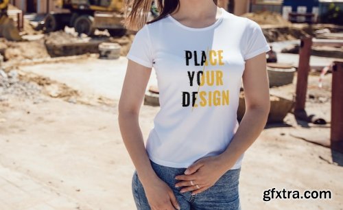 Female white tshirt mockup