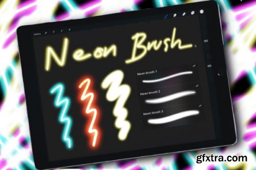 Neon Brush for Procreate, Lighting, Lett