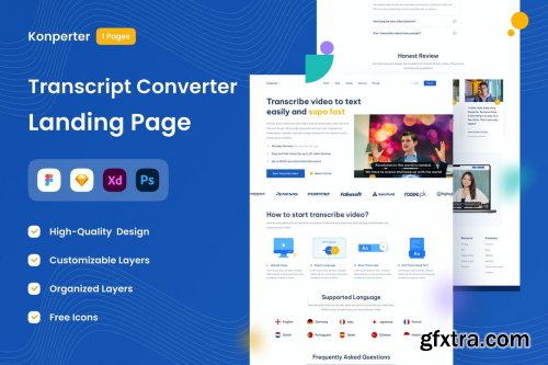 Transcript Converter Landing Page - UI Design