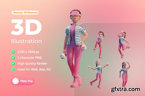 3d Illustration Character Metaverse with VR