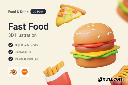 Fast Food 3D Illustration