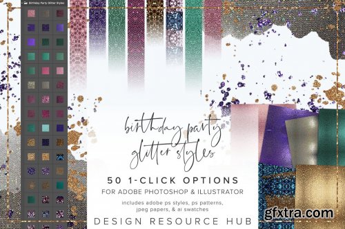 CreativeMarket - Birthday Party Glitter Layer Styles 6966009