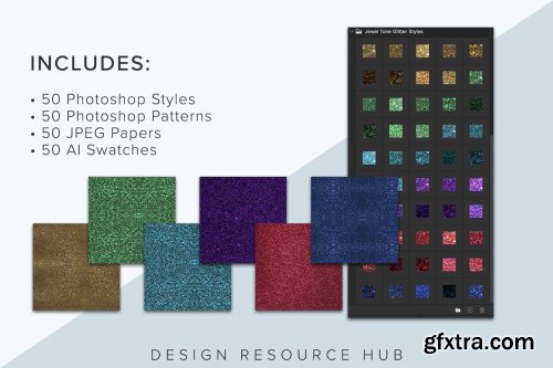 CreativeMarket - Jewel Tone Glitter Layer Styles 6966080