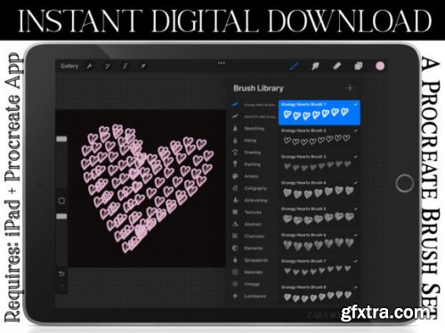 Procreate Grungy Heart Brush Set