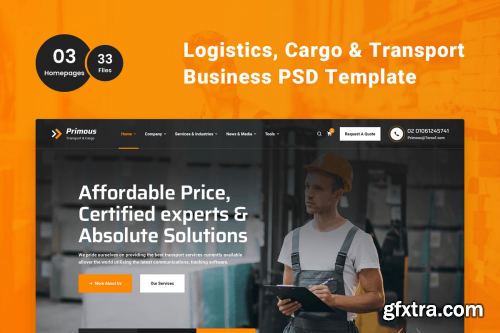 Primous Logistics, Cargo & Transport PSD Template