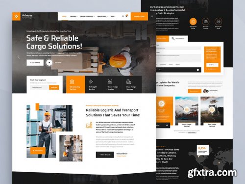 Primous Logistics, Cargo & Transport PSD Template