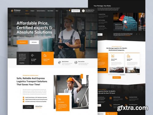 Primous Logistics, Cargo & Transport PSD Template