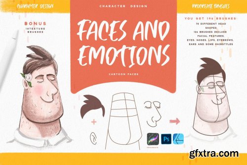 CreativeMarket - Faces & Emotions Procreate Brush 4489755