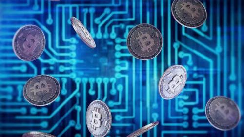 Videohive - BTC Bitcoin Fall Digital Background - 37462753 - 37462753