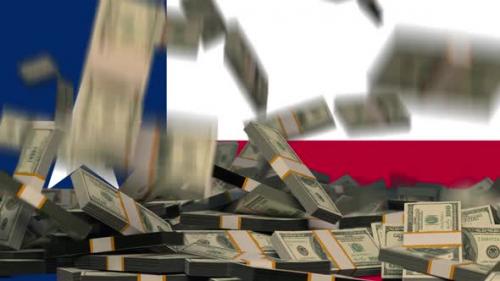Videohive - US Dollars Falling in front of Texas State Flag - 37483075 - 37483075
