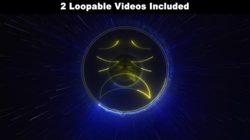 Videohive - Neon Sad Face Emoji Package, Social Media Reaction, Loopable - 37497614 - 37497614