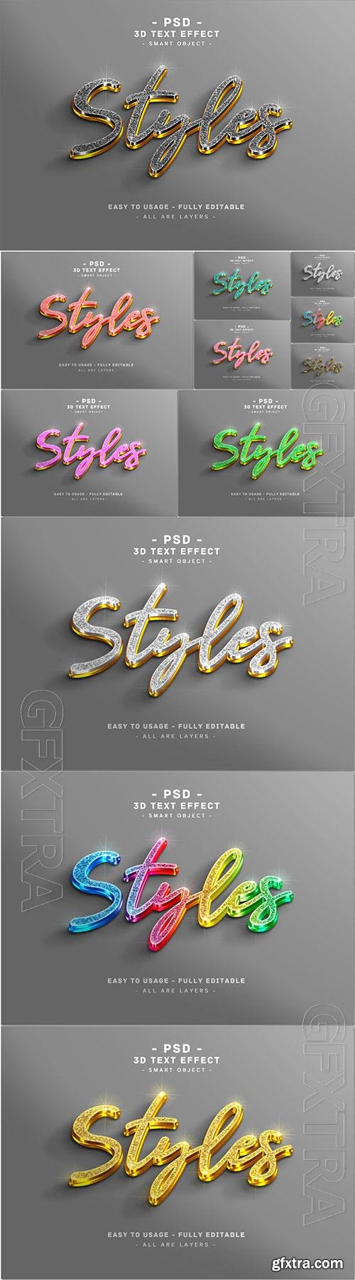 Glitter text effect 3d black golden style premium psd