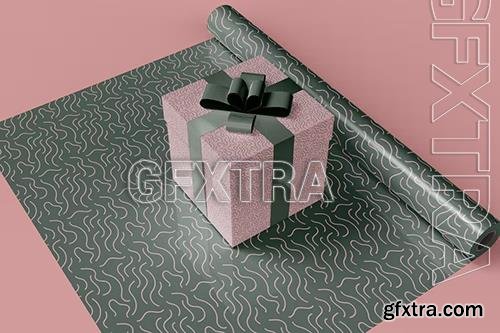 Gift Box & Wrapping Paper Mockup SEQ6NXK