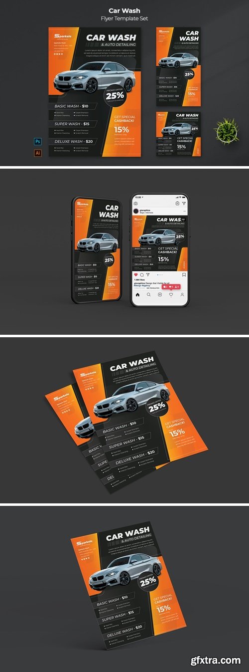 Car Wash Flyer Template Set