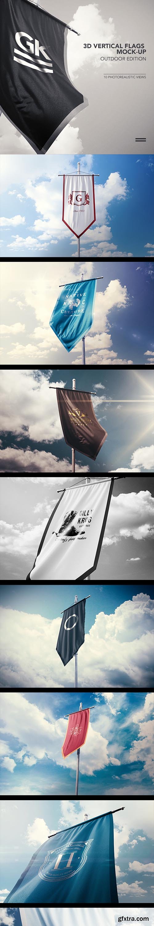 GraphicRiver - 10 Realistic 3D Vertical Flags Mock-Up (Outdoor Edition) 17696460