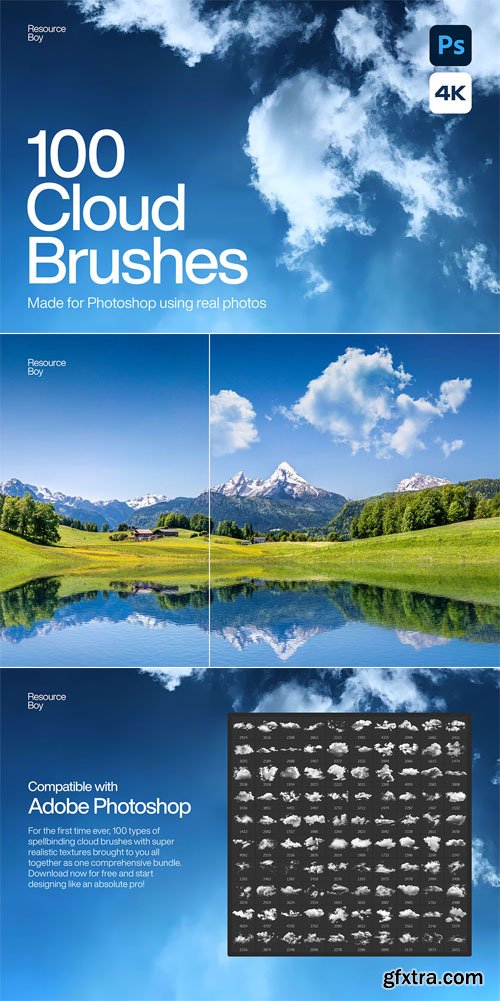 100 Cloud Brushes for Photoshop