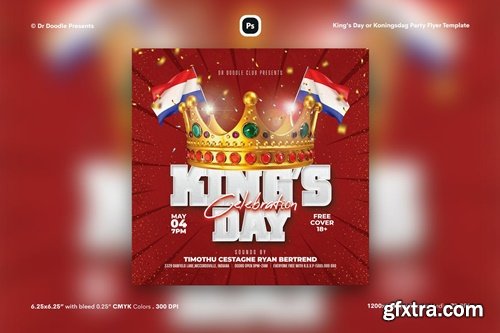 King\'s Day or Koningsdag Party Flyer